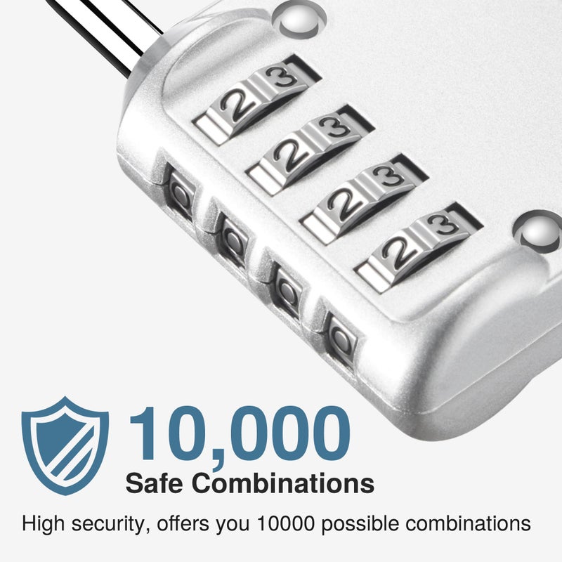 Puroma 2 Pack Combination Lock for Locker 4 Digit Outdoor Waterproof Padlock for School, Gym, Sports, Fence, Toolbox, Gate, Case, Outdoor, Hasp Storage, Cabinets (Silver) - Image 2